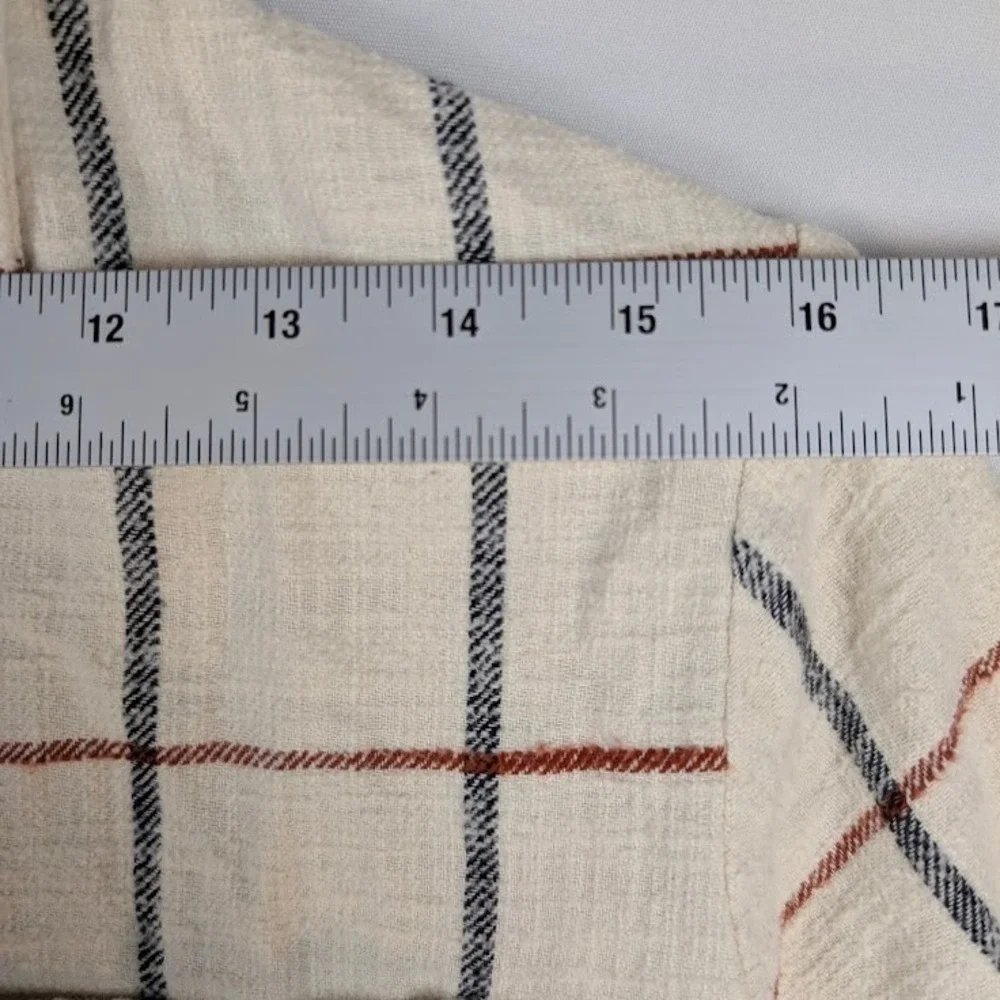 Madewell Button Down Shirt Womens XS Textured Woven Cream Plaid‎ NB571